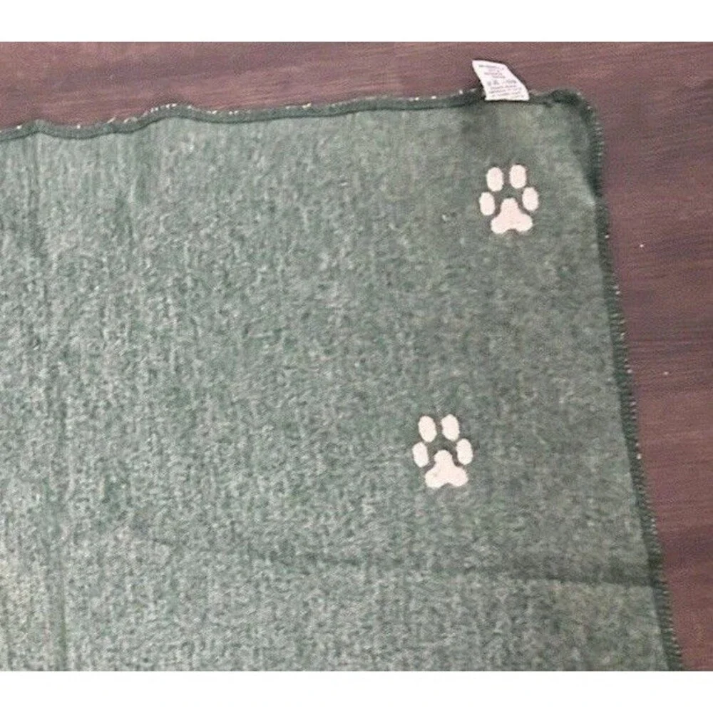 David Fussenegger Dog Blankie Square Lux Crate Blanket Green Paws Cotton 30x26